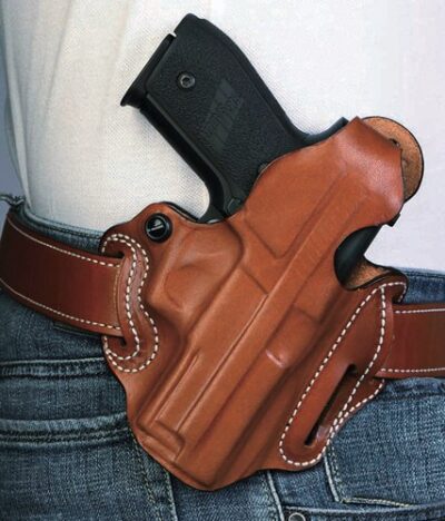DESANTIS THUMB BREAK SCABBARD – RH OWB LEATHER M&P SHLD 9 TAN
