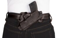 DESANTIS SMALL OF BACK HOLSTER – RH OWB LEATHER COLT 1911 BLACK