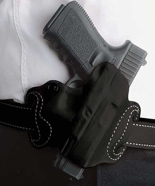 DESANTIS MINI SLIDE HOLSTER – OWB LH LEATHER S/A HELLCAT BLK