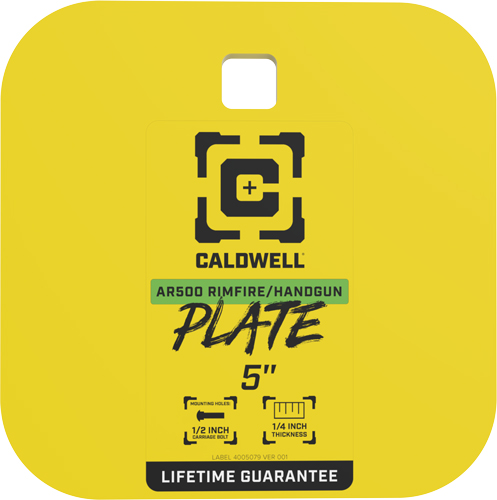 CALDWELL AR500 5″ GONG TARGET – 1/4″ RIMFIRE/HANDGUN STEEL YLW