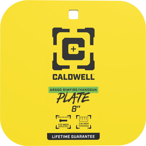 CALDWELL AR500 8″ GONG TARGET – 1/4″ RIMFIRE/HANDGUN STEEL YLW