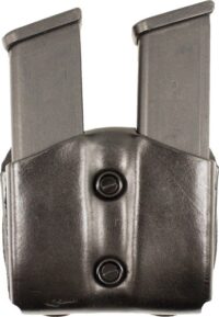 DESANTIS DOUBLE MAG POUCH OWB – LEATHER SINGLE STACK 9/40 BLK
