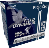 FIOCCHI 20GA 3″ 1-1/4OZ #4 – 1200FPS 25RD 10BX/CS
