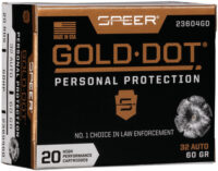 SPEER GOLD DOT 32 ACP 60GR – GDHP 20RD 10BX/CS