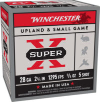WINCHESTER SUPER-X 28GA 2.75″ – 3/4OZ #5 1295FPS 25RD 10BX/CS