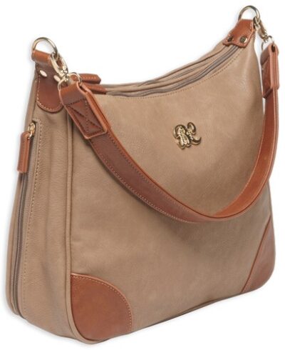BULLDOG CONCEALED CARRY PURSE – HOBO STYLE TAUPE W/TAN TRIM