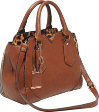 BULLDOG CONCEALED CARRY PURSE – SATCHEL CHESTNUT W/ LEOPARD TM