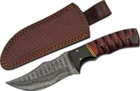 SZCO RITE EDGE 4″ BUFFALO HORN – /TWISTED WOOD DAMASCUS W/SHTH