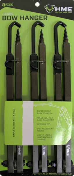 HME BOW HANGER 20″ FOLDING – W/ACCESSORY HOOKS 3PK