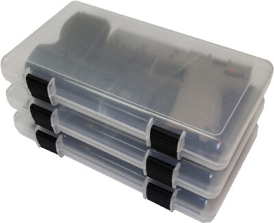 MTM IN-SAFE HANDGUN STORAGE – CASE 12″ CLEAR SMOKE 3-PACK