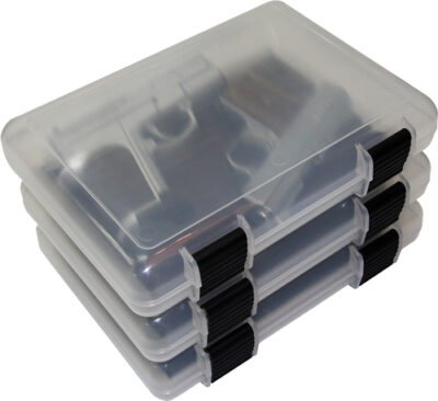 MTM IN-SAFE HANDGUN STORAGE – CASE 9″ CLEAR SMOKE 3-PACK