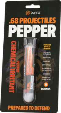 BYRNA PEPPER PROJECTILES – 5 COUNT TUBE .68 CAL