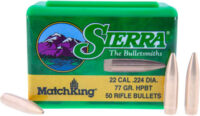 SIERRA BULLETS .22 CAL .224 – 77GR HPBT W/CANNELURE 50CT