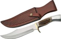 SZCO STEEL STAG 8″ IRON COUGAR – DEER ANTLER HANDLE SS BLADE