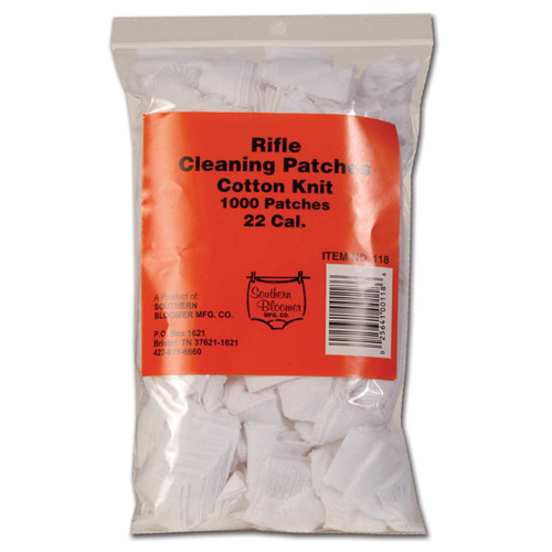 COTTON KNIT CLEANING PATCHES – .22 CALIBER RIFLE, 1000 PATCHES BULK BAG