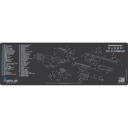 RUGER PC CARBINE SCHEMATIC RIFLE MAT – CHARCOAL GRAY/CERUS BLUE, 12″ X 36″