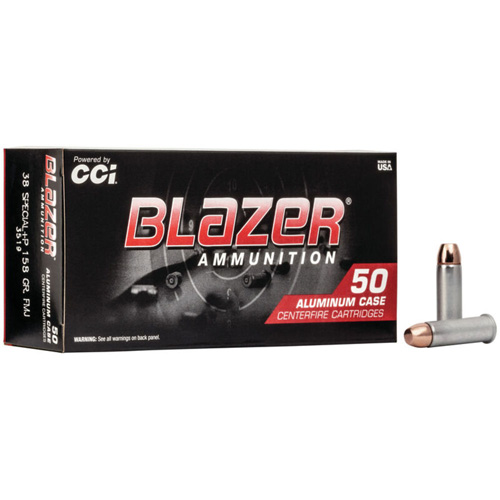 BLAZER CENTERFIRE AMMUNITION – 38 SPECIAL +P, 158 GRAIN, TMJ