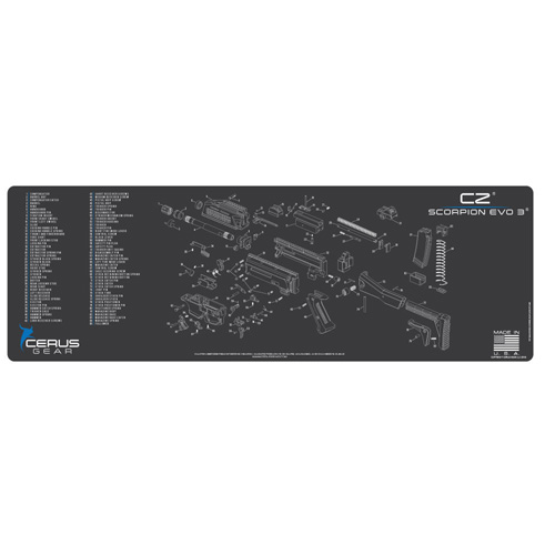 CZ SCORPION EVO 3 SCHEMATIC PROMAT – CHARCOAL GRAY/CERUS BLUE