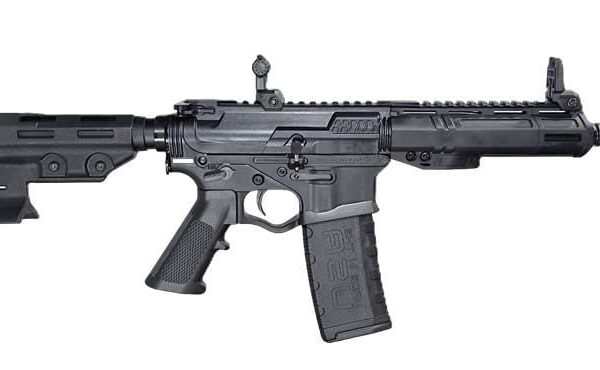 ATI ALPHA MAXX AR Pistol – Black | 5.56NATO | 7.5″ barrel | 7″ M-LOK Polymer Handguard | Flip-up sights | 30rd mag | Rear Blade