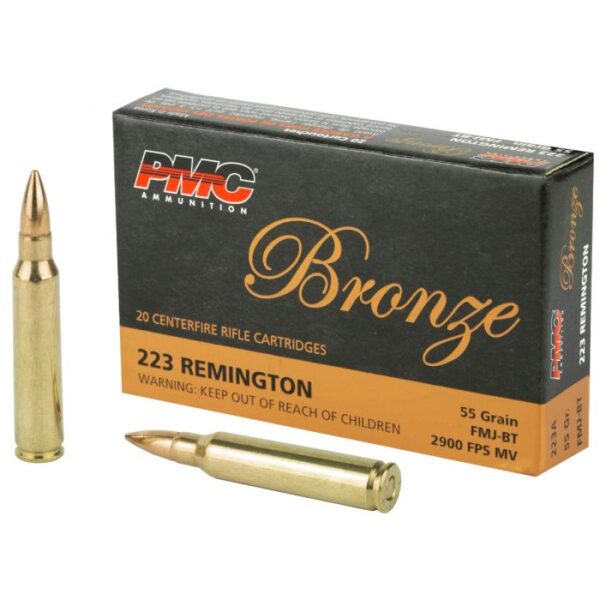 PMC Bronze .223 Remington Rifle Ammo – 55 Grain | FMJ-BT | 20rd Box