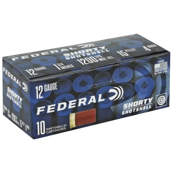 FEDERAL 12GA 1 3/4″ 4 BUCK SHORTY SHOTSHELL  10 RD/BX 10 BX/CS