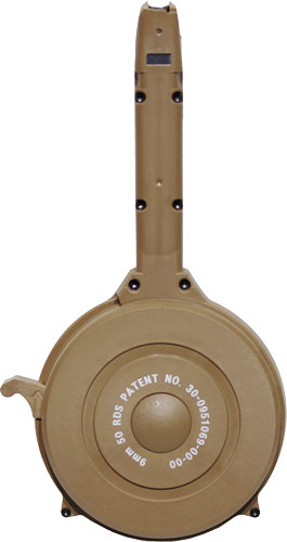 IVER JOHNSON MAGAZINE POLYMER – FITS GLOCK 9MM 50RD DRUM TAN