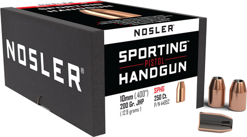 NOSLER BULLETS 10MM .400 – 200GR JHP 250CT