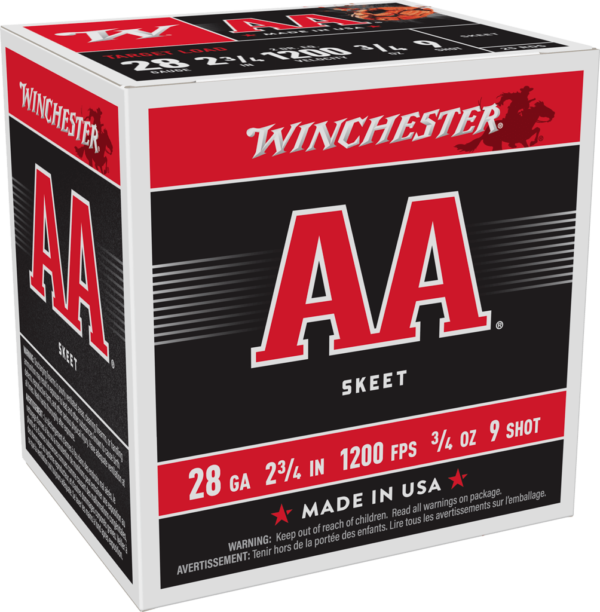 WINCHESTER AA 28GA 2-3/4″ 3/4OZ #9SHOT 25RD BOX 250RD CASE