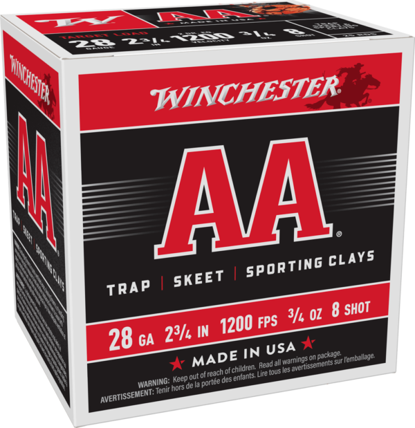 WINCHESTER AA 28GA 2-3/4″ 3/4OZ #8 25RD BOX 250RD CASE