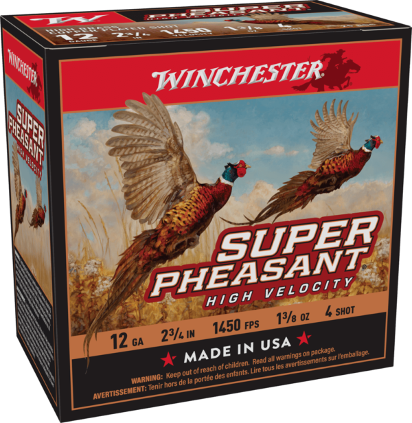 WINCHESTER SUPER PHEASANT HV 12GA 2-3/4″ 1-3/8OZ #4 25RD BOX 250RD CASE