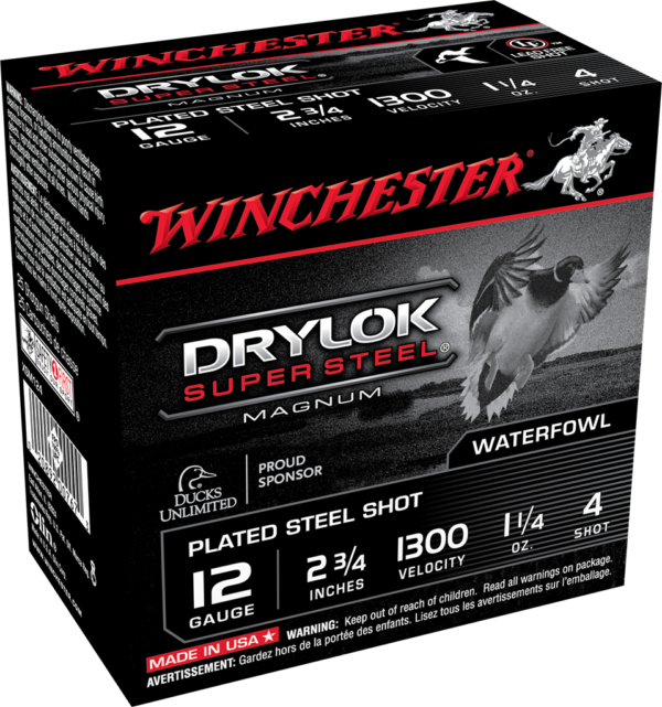 WINCHESTER DRYLOK STL MAG 12G 2-3/4′ #4 1-1/4OZ 25RDS