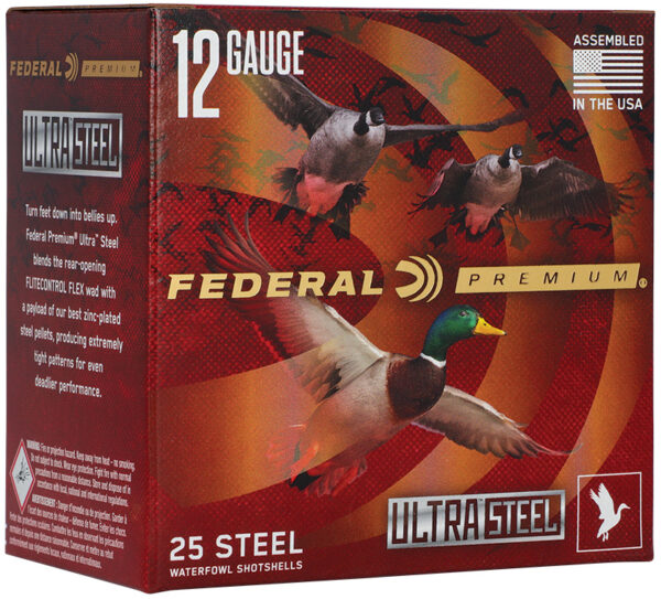 FEDERAL 12GA 3 1/2″ 1 1/2OZ  2 & 4 1500 FPS “ULTRASTEEL”  25 RD/BX 10 BX/CS