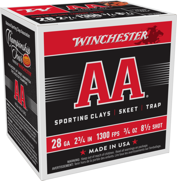 WINCHESTER 28 GA 2-3/4″ #8.5 AA SUPER SPORT SC 3/4 OZ 25 RD/BX 10 BX/CS