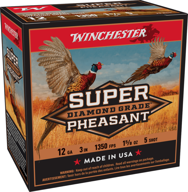 WINCHESTER SUPER PHEASANT DIAMOND GRADE 12 GA 3″ #5  1-5/8 OZ 25 RD/BX 10 BX/CS