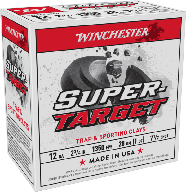 WINCHESTER SUPER TARGET 12 GA 2-3/4″ #7.5  1 OZ 1350 FPS 25 RD/BX 10 BX/CS
