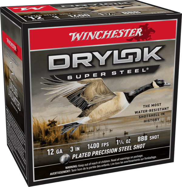 WINCHESTER DRYLOK SUPER STEEL 12 GA 3″ BBB  1-1/4 OZ 25 RD/BX 10 BX/CS