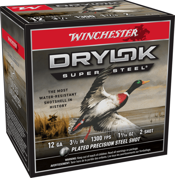 WINCHESTER DRYLOK SUPER STEEL 12 GA 3-1/2″ #2  1-9/16 OZ 25 RD/BX 10 BX/CS