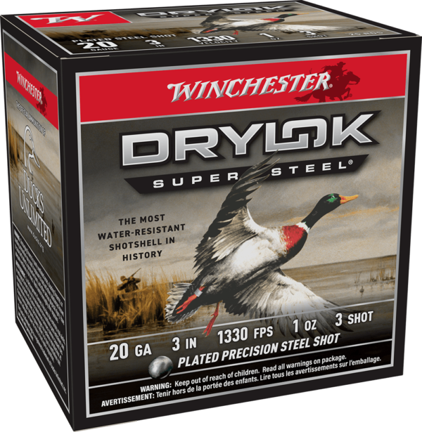 WINCHESTER DRYLOK STEEL 20G 3″ 1OZ #3 SHT 25RD BX 250RD CASE