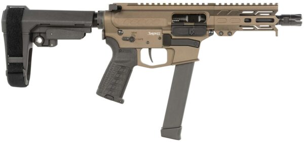 CMMG PISTOL, BANSHEE, FIXED EJECTOR, 9MM, 5″, MIDNIGHT BRONZE W/ADJ RIP BRACE