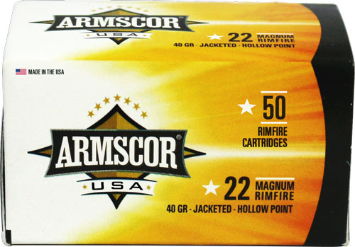 ARMSCOR 22WMR 40GR JHP 1875FPS – 50RD 40BX/CS