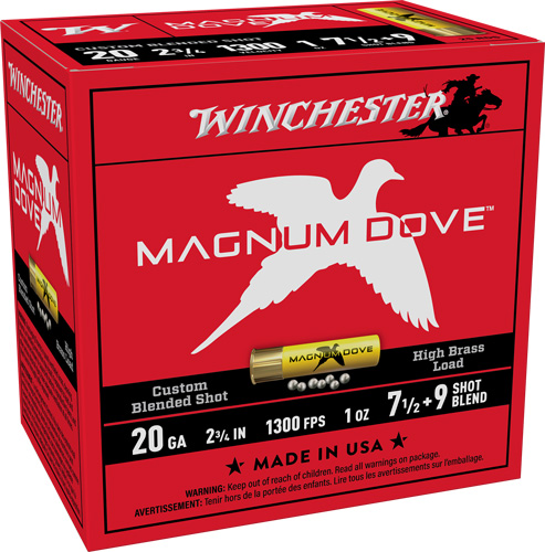 WINCHESTER MAGNUM DOVE 20GA – 2.75″ 1OZ #7.5&9 25RD 10BX/CS