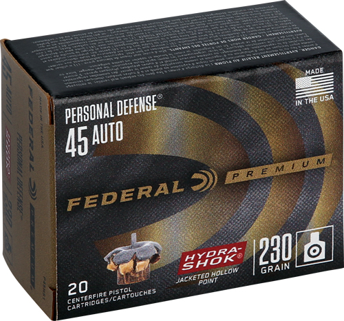 FEDERAL PREMIUM 45 ACP 230GR – HYDRA-SHOK JHP 20RD 25BX/CS