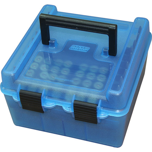 DELUXE RIFLE AMMO BOX – CLEAR BLUE, 100/RD, R-100