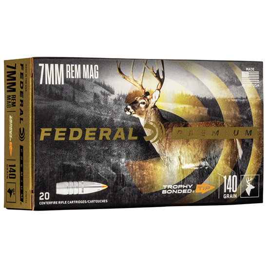 Federal Trophy Bonded Tip, 7mm Rem Mag, 140 Grain, Trophy Bonded Tip, 3150 fps