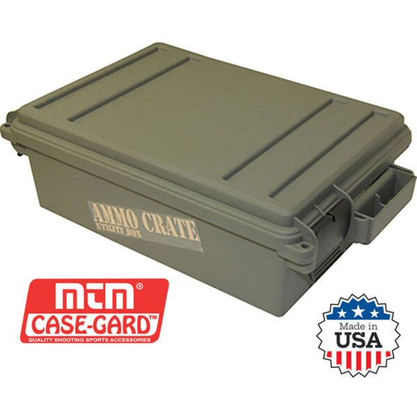 Ammo Crate Utility Box 570 Cubic Inches Army Green with Interior Dimensions 13×9