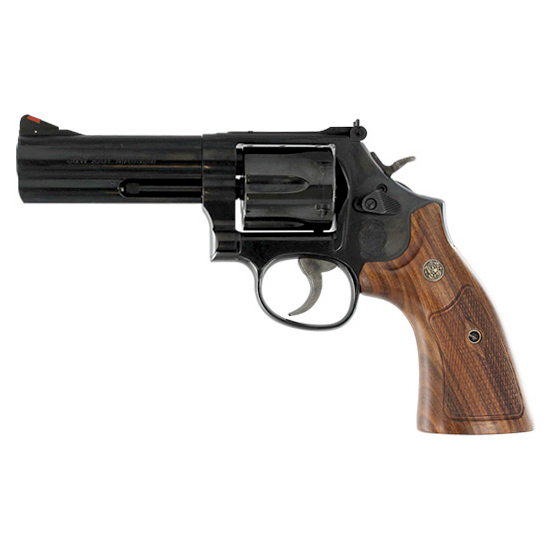 SW 586 CLASSIC 357MAG 4 BLUED CHECKERED WOOD 6RD