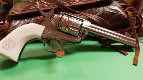 CIMARRON TEXAS RANGERS 45LC – PW FS 4.75″ ENGRAVED NICKEL