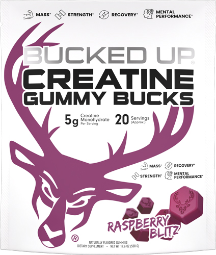 BUCKED UP CREATINE GUMMIES – RASPBERRY BLITZ 20 SERVINGS