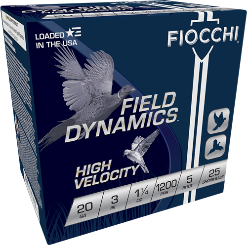 FIOCCHI 20GA 3″ 1-1/4OZ #5 – 1200FPS 25RD 10BX/CS