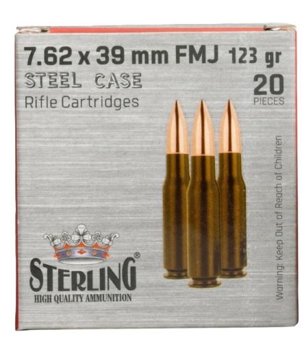 STERLING STEEL CASE 7.62X39 – 123GR FMJ 20RD BOX 50BX/CS